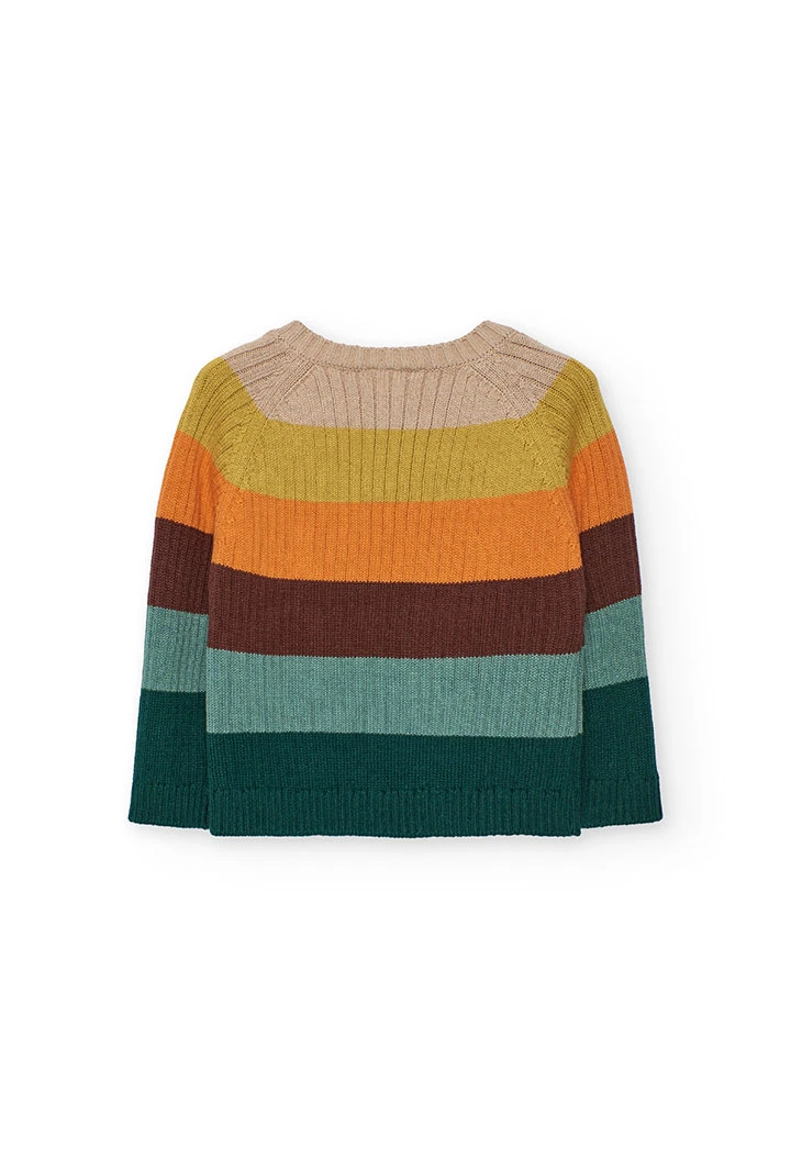 Pull garçon à rayures multicolores