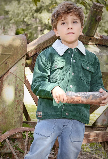 Green corduroy jacket for boy