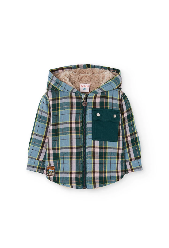 Checked knit overshirt for boy
