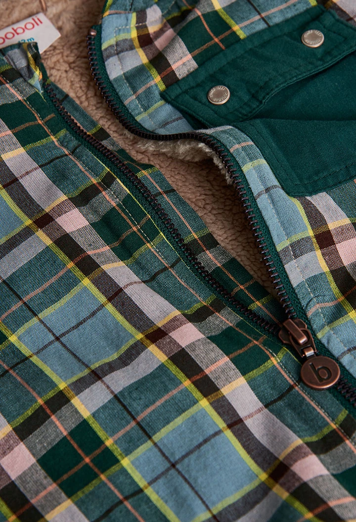 Checked knit overshirt for boy