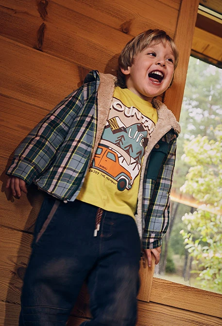 Sobrecamisa menino de malha aos quadrados