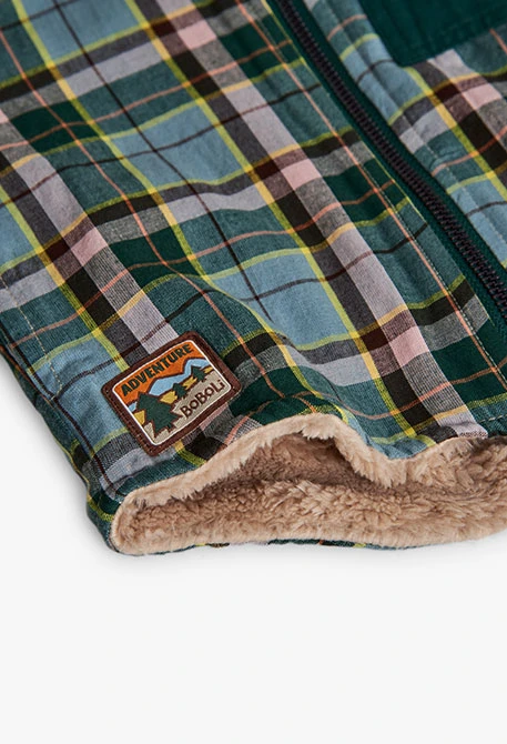 Surchemise garçon en maille à carreaux