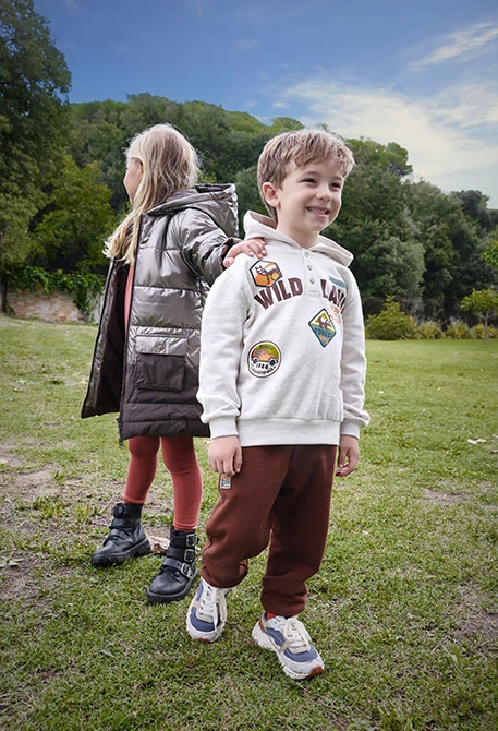Beige fleece set for boy.