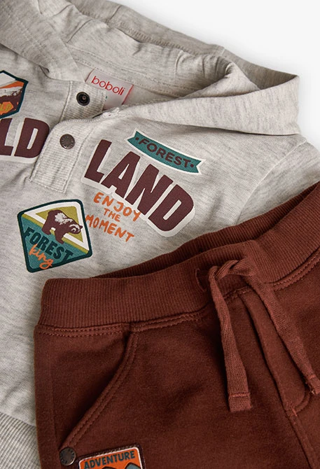 Beige fleece set for boy.