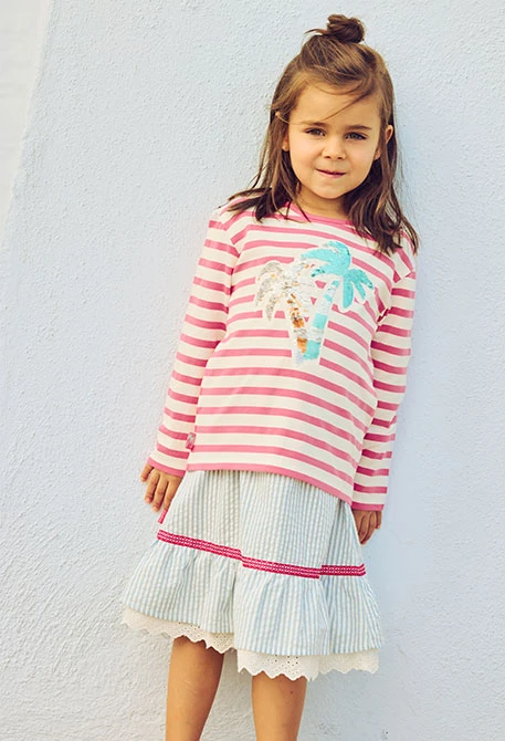 T-shirt en coton à rayures pour fille