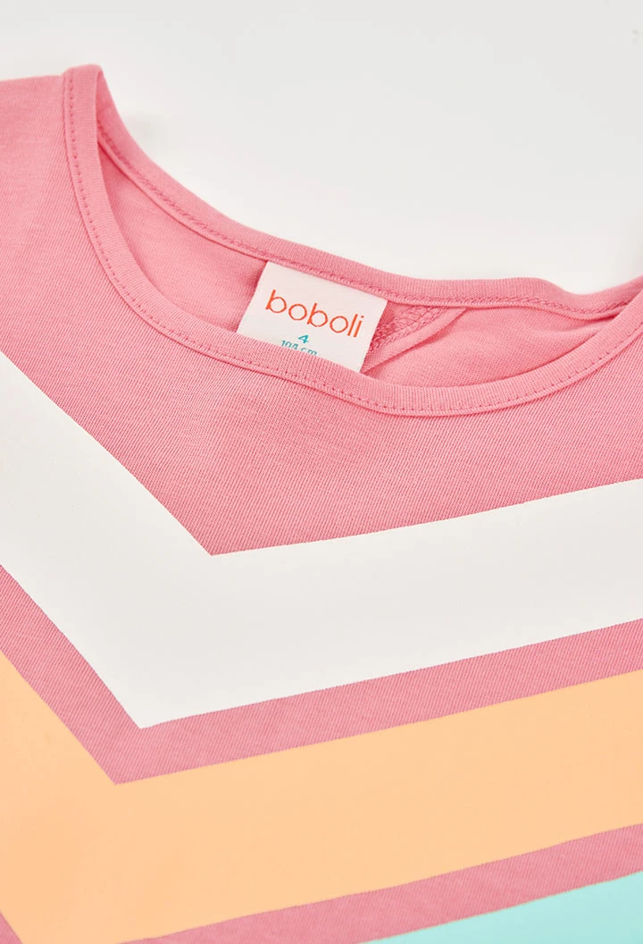 Maglietta bambina rosa a maglia