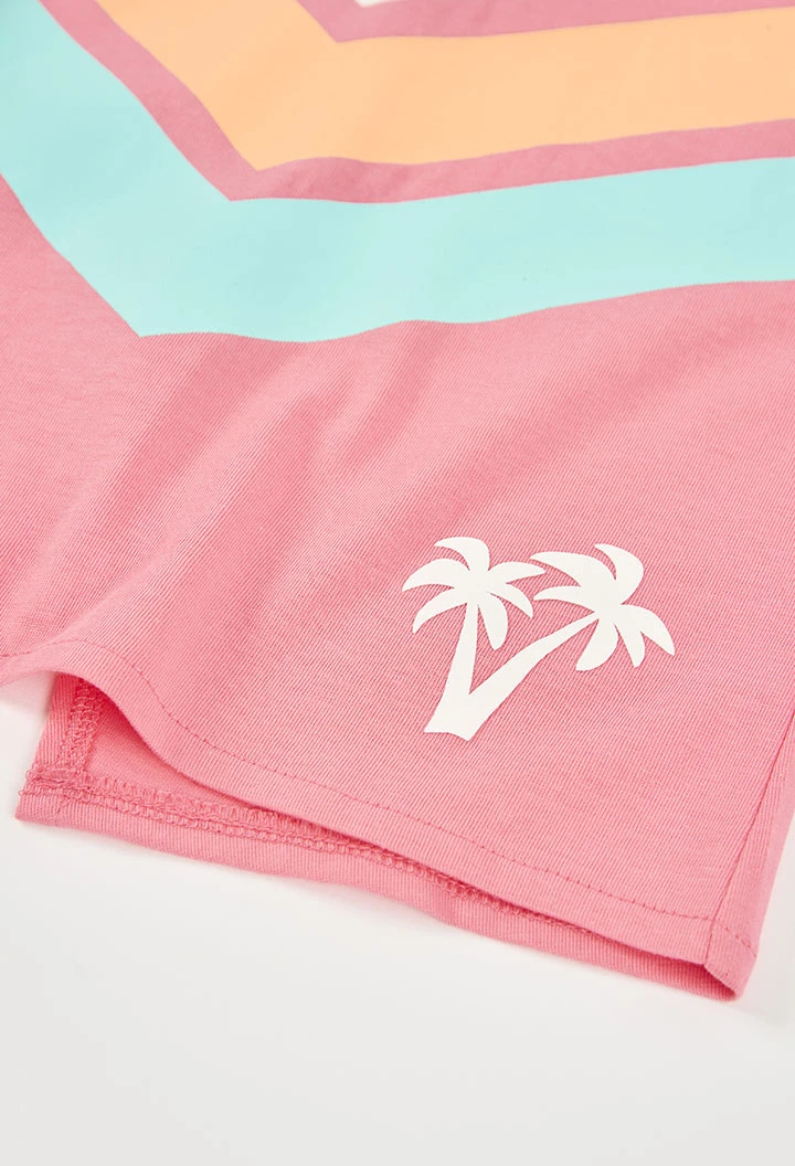 T-shirt menina malha rosa