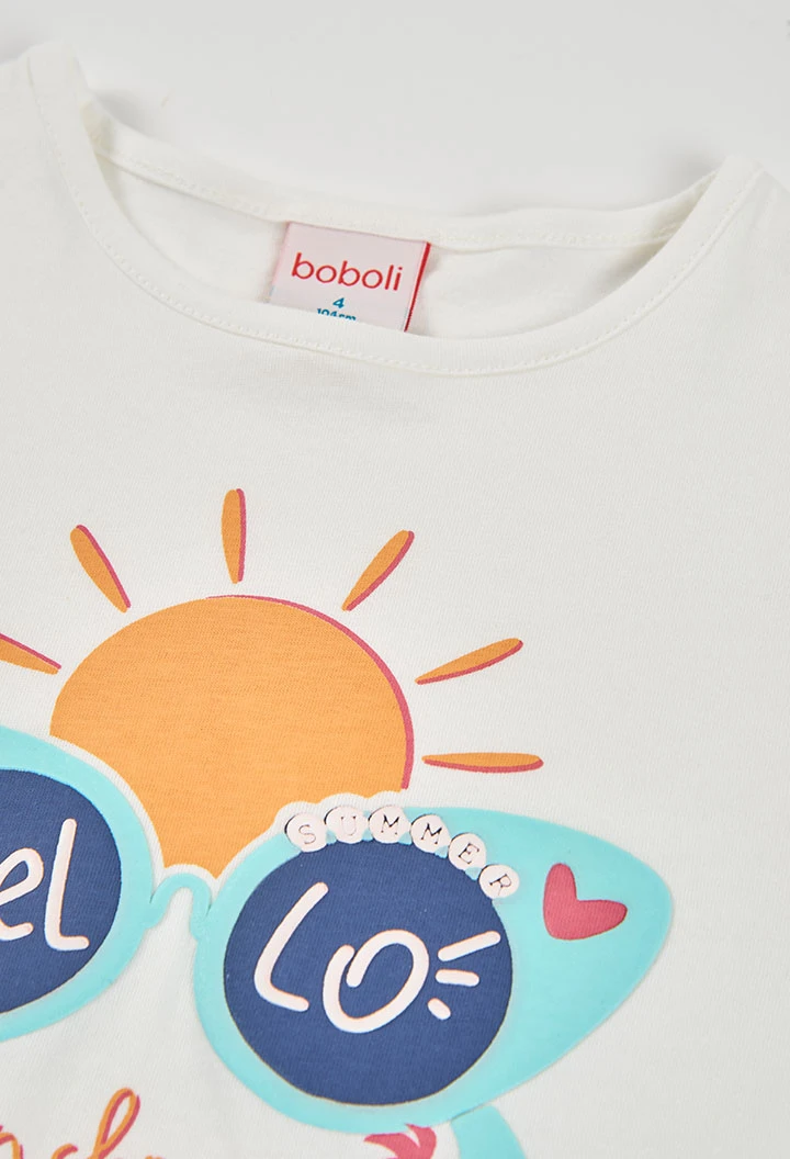 T-shirt cotone bianco bambina