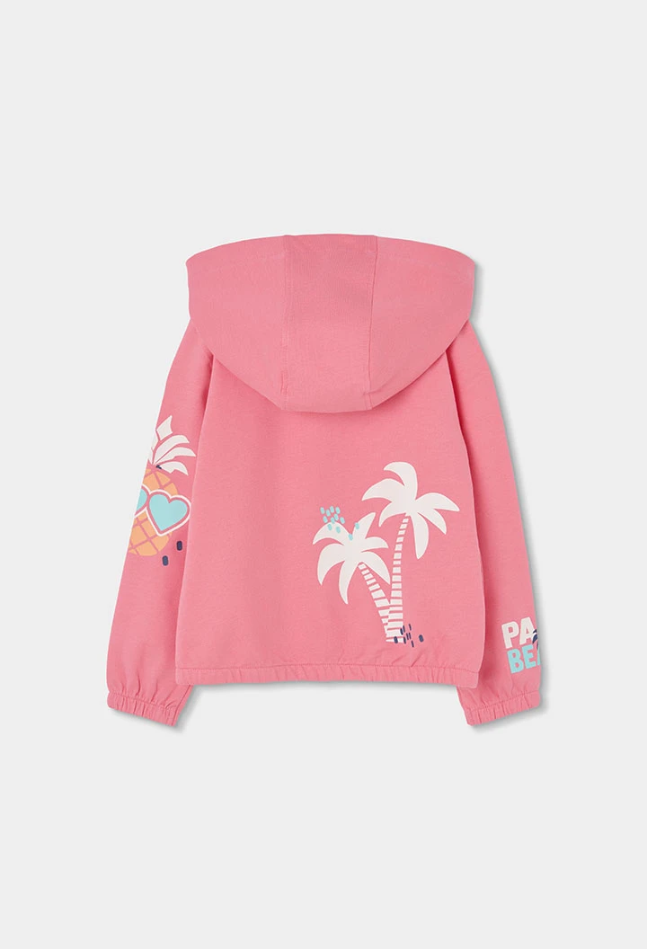 Veste fille rose palmiers