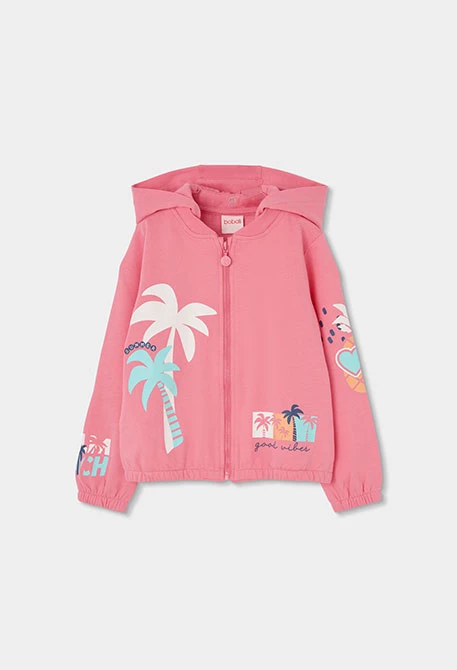 Pink palm tree jacket for girl
