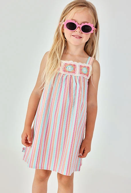 Striped poplin dress