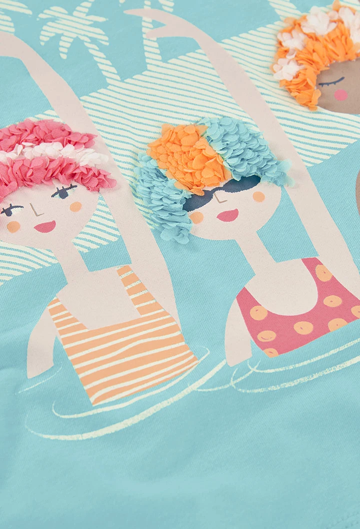 Girls’ turquoise knit T-shirt