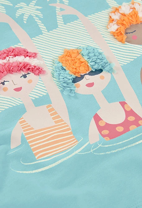 Girls’ turquoise knit T-shirt