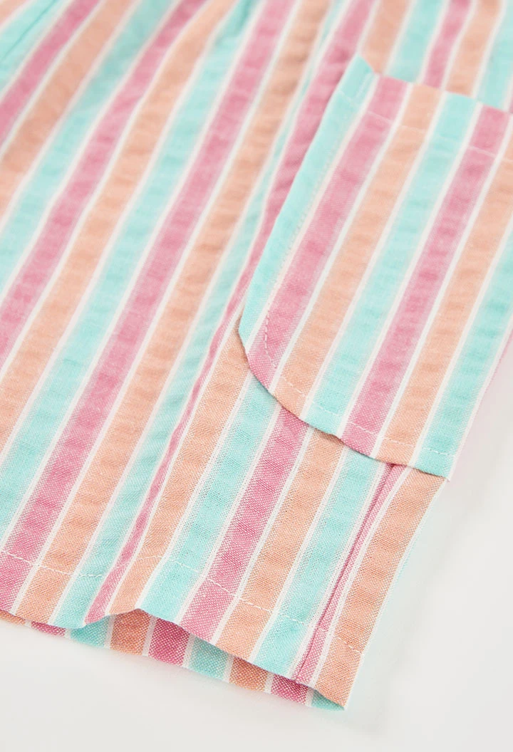 Multicolour striped poplin shorts