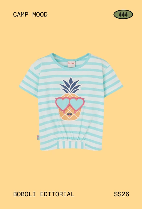 Camiseta niña algodón listada