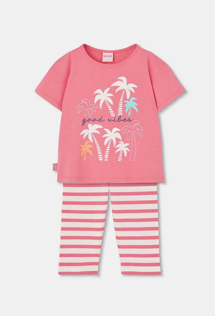 Conjunto niña algodón rosa