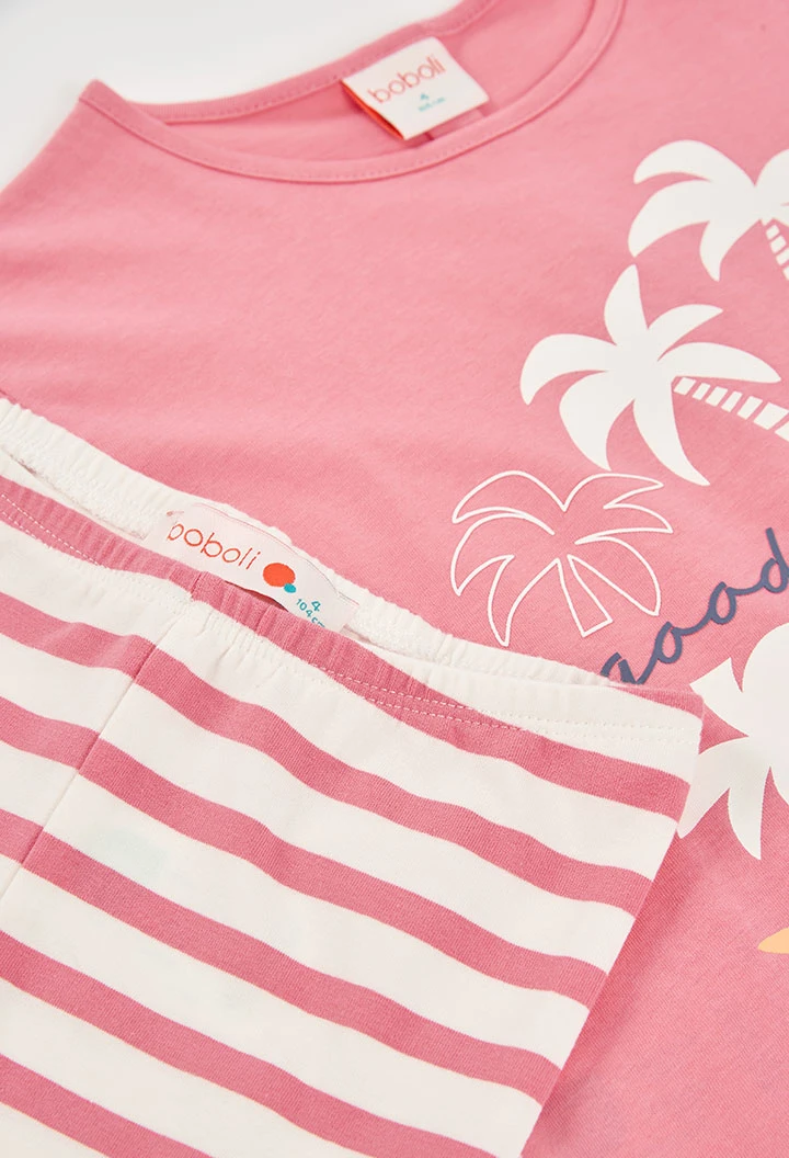 Conjunto menina algodão rosa