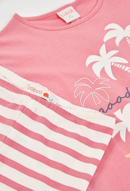 Conjunto menina algodão rosa