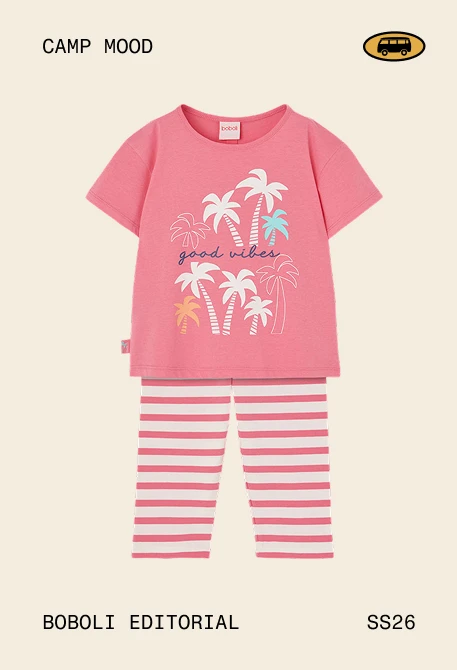 Conjunto niña algodón rosa
