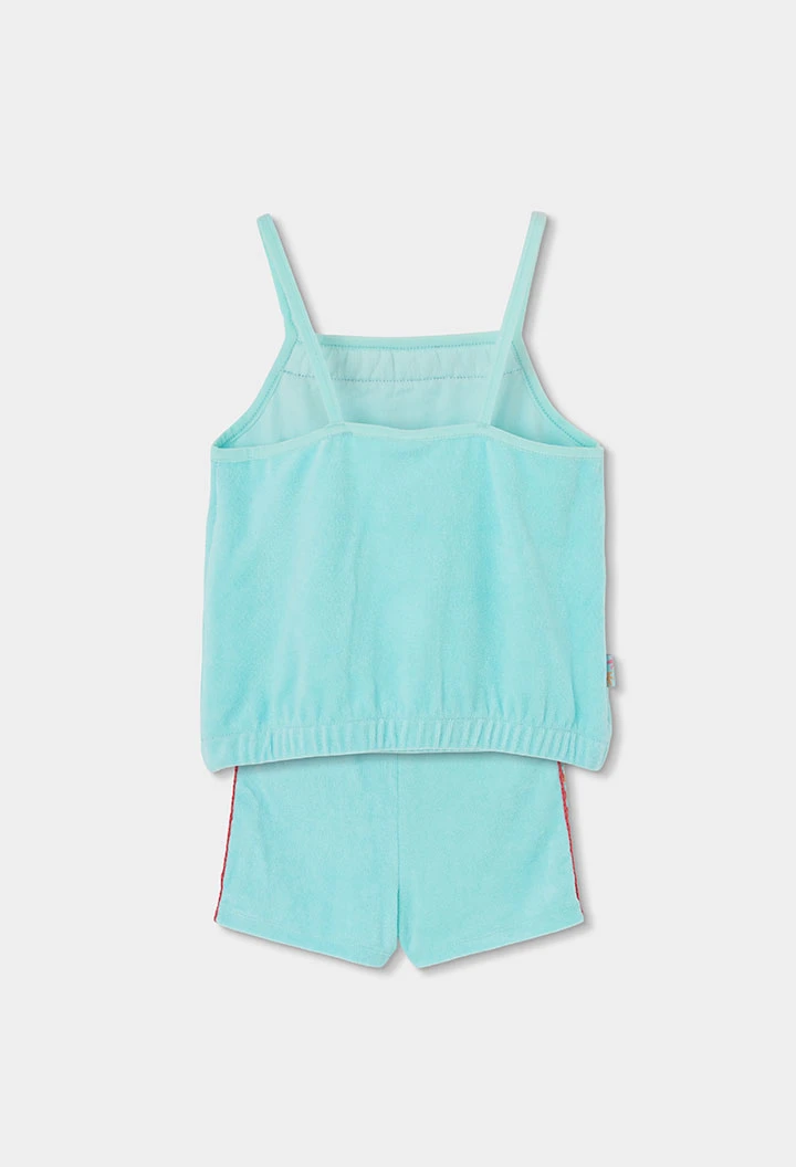 Ensemble fille top et short vert d\'eau