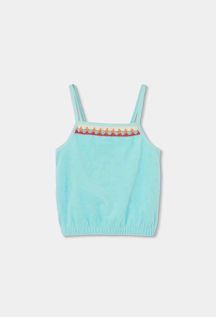 Ensemble fille top et short vert d\'eau