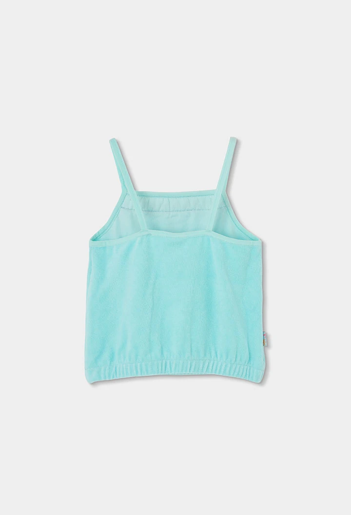 Conjunto de top e calções turquesa para menina