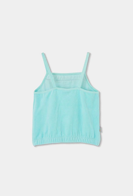 Conjunto de top e calções turquesa para menina