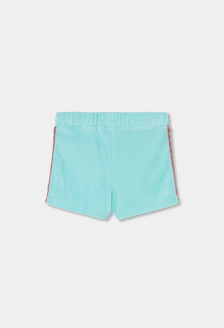 Conjunto de top e calções turquesa para menina