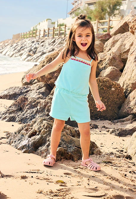 Ensemble fille top et short turquoise