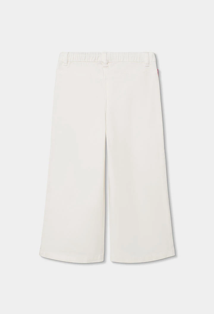 Pantalón niña de punto blanco
