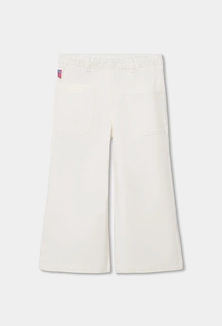 Pantalón niña de punto blanco