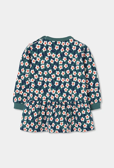 Vestido felpa estampado flores verde