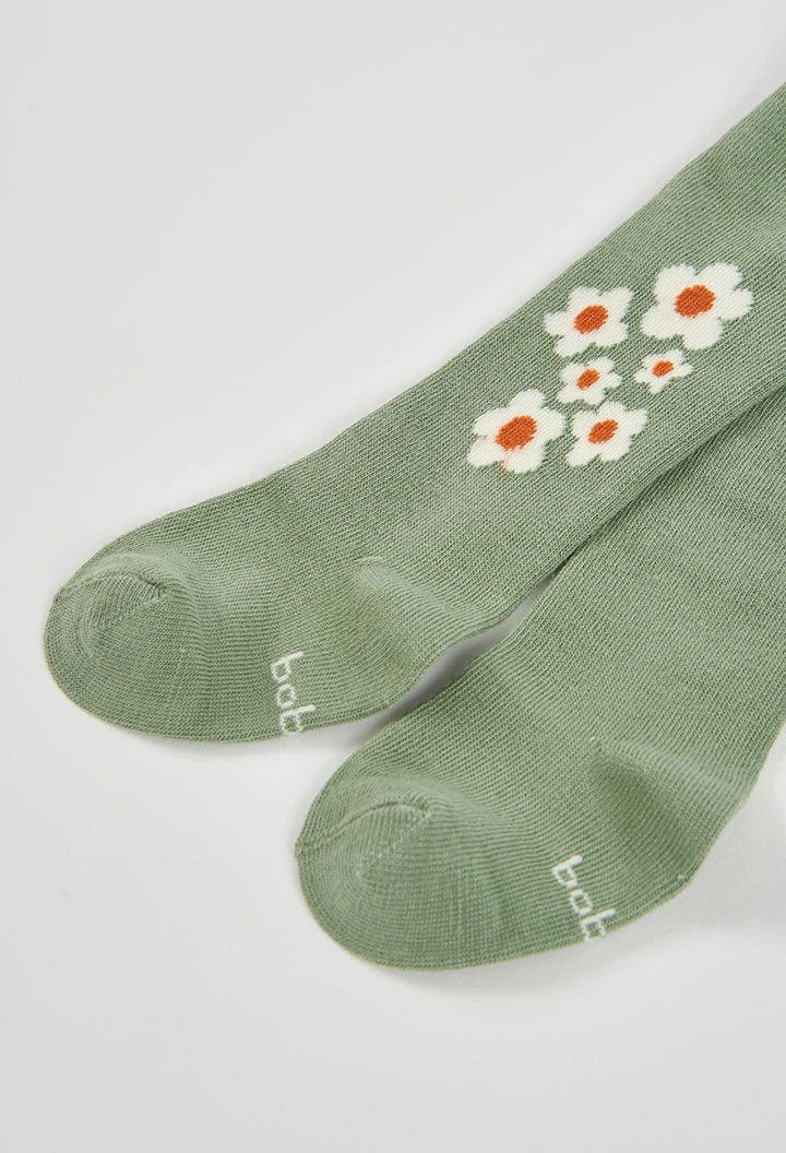 Leotardo verde estampado flores