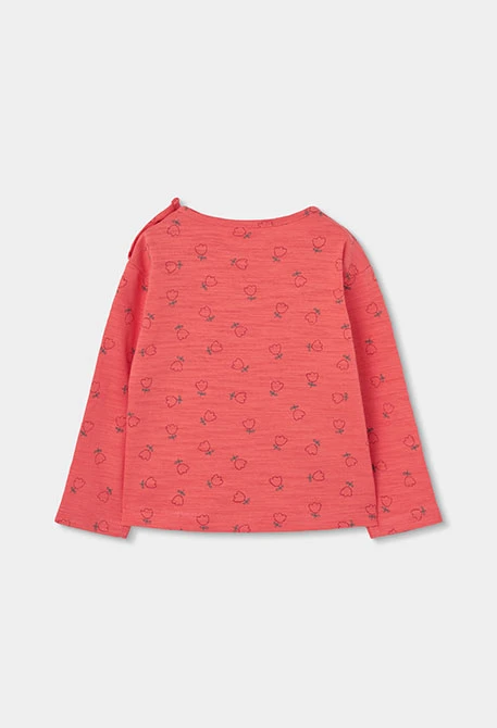 Camiseta punto niña naranja estampado flores