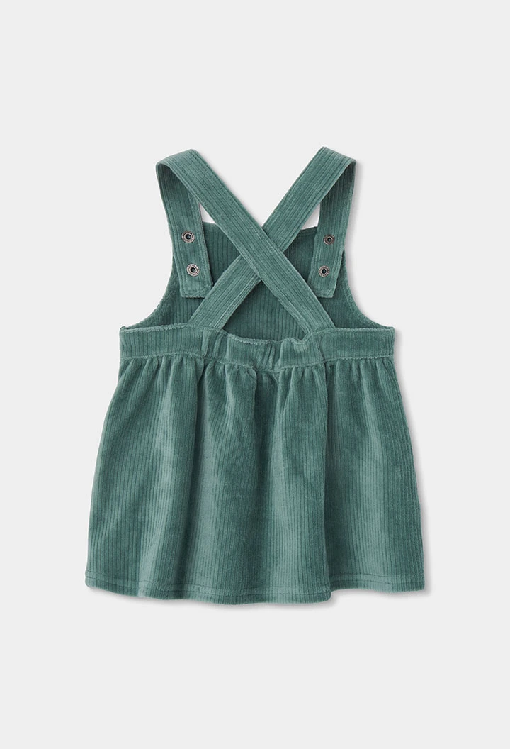 Green pinafore dress with crossover straps