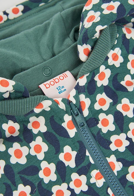 Chaqueta felpa niña estampado flores verde