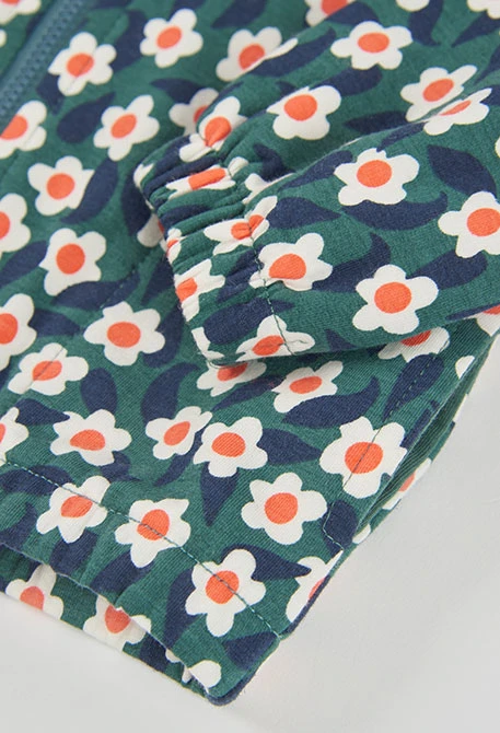 Chaqueta felpa niña estampado flores verde