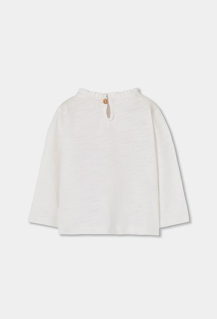 Camiseta manga larga niña blanca estampado flores