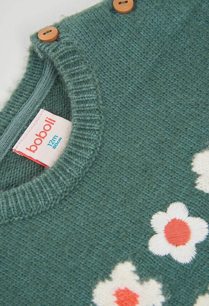 Chaleco niña verde estampado flores