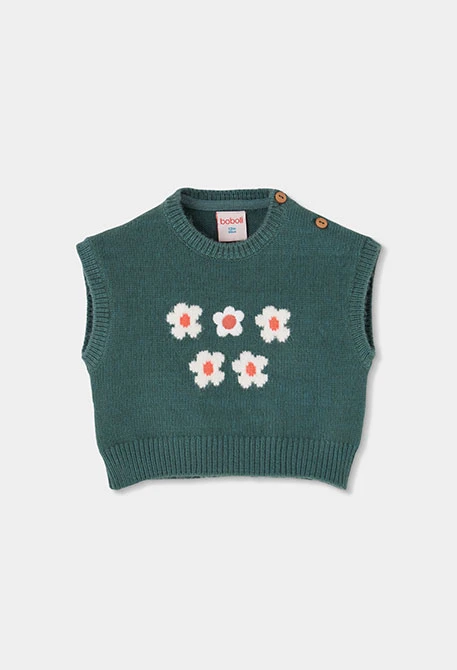 Armilla nena verda estampada flors