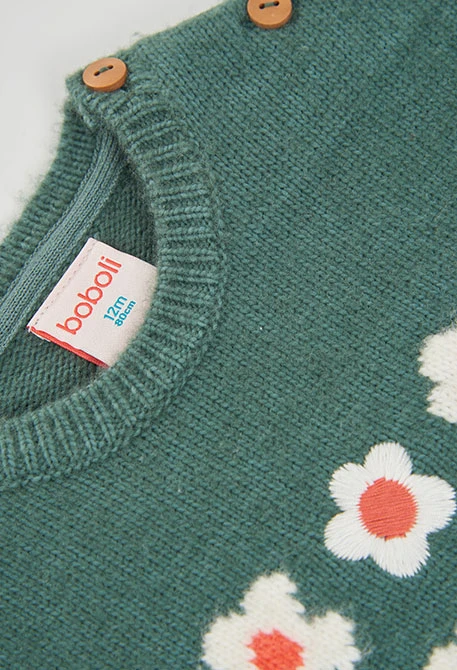 Chaleco niña verde estampado flores