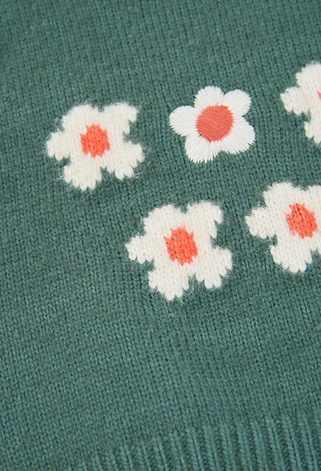 Chaleco niña verde estampado flores