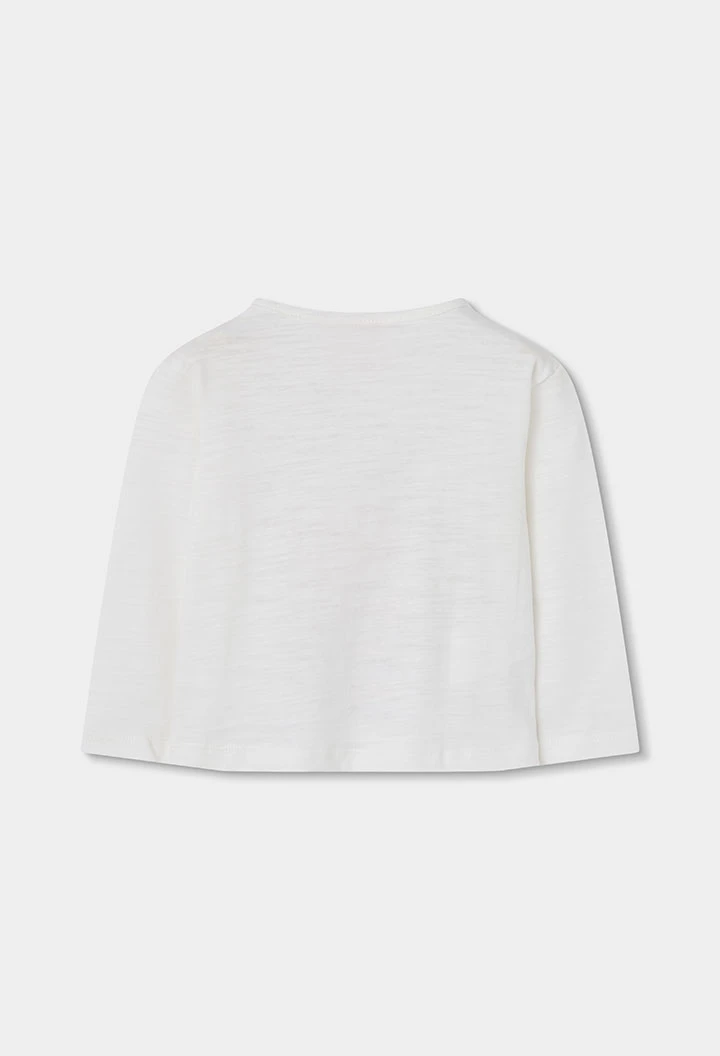 Camiseta punto niña blanca estampado muñeca con gafas