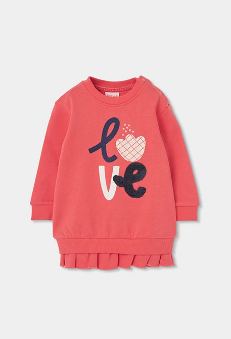 Conjunto punto niña naranja estampado love