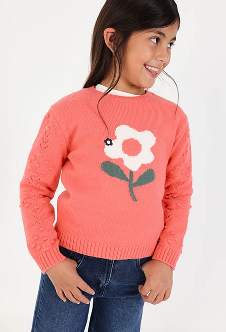 Jersei taronja nena estampat de flor