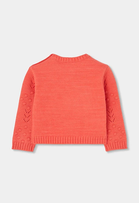 Orangefarbener Mädchen-Pullover mit Blumenmuster