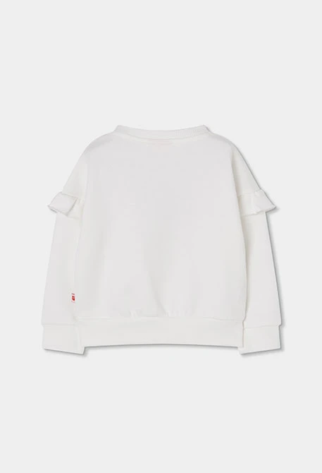 Sudadera felpa niña blanca bordado tulipanes