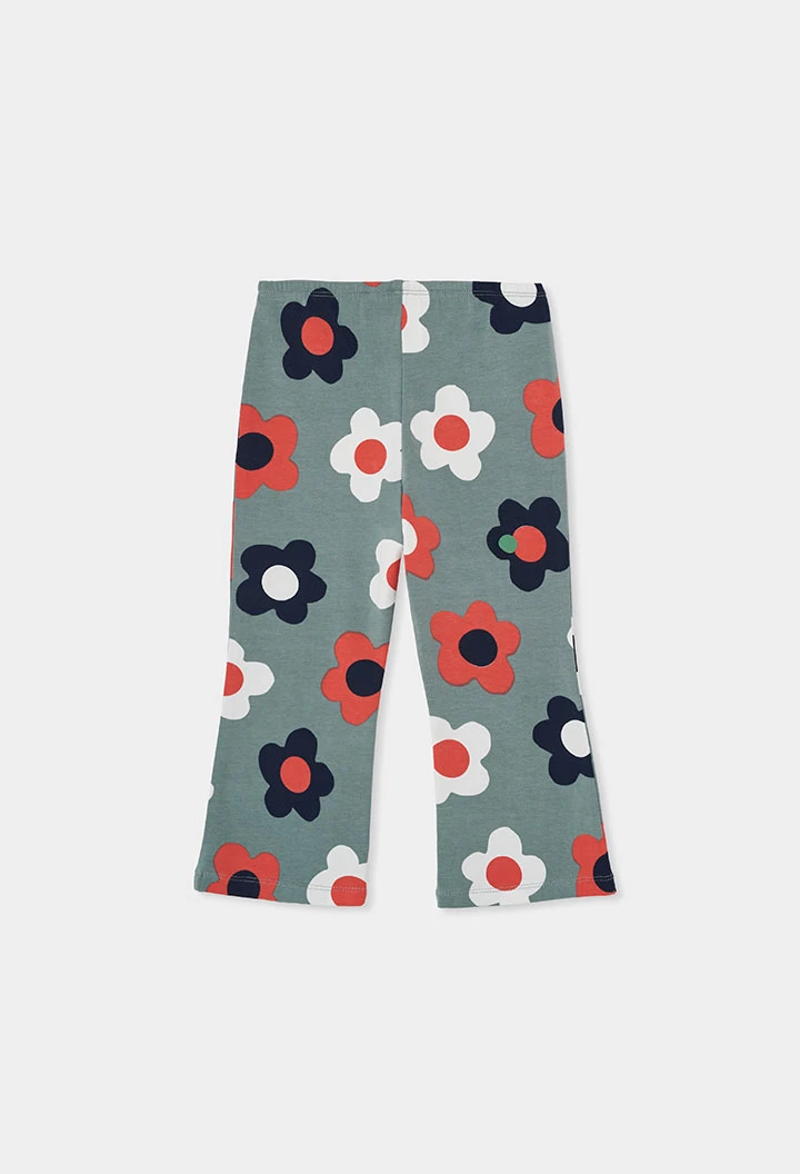 Floral print green leggings