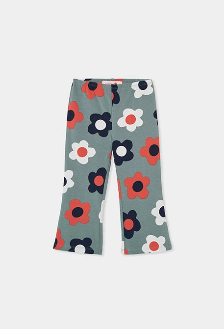 Floral print green leggings