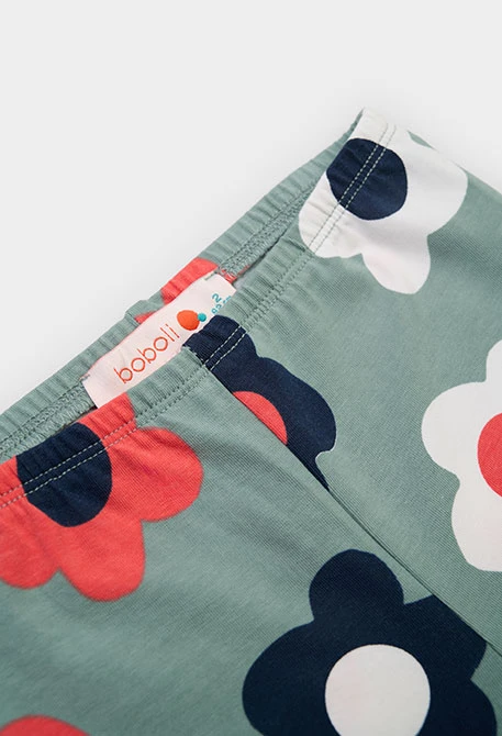 Floral print green leggings